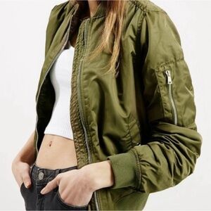 Topshop Bomber Jacket Green
